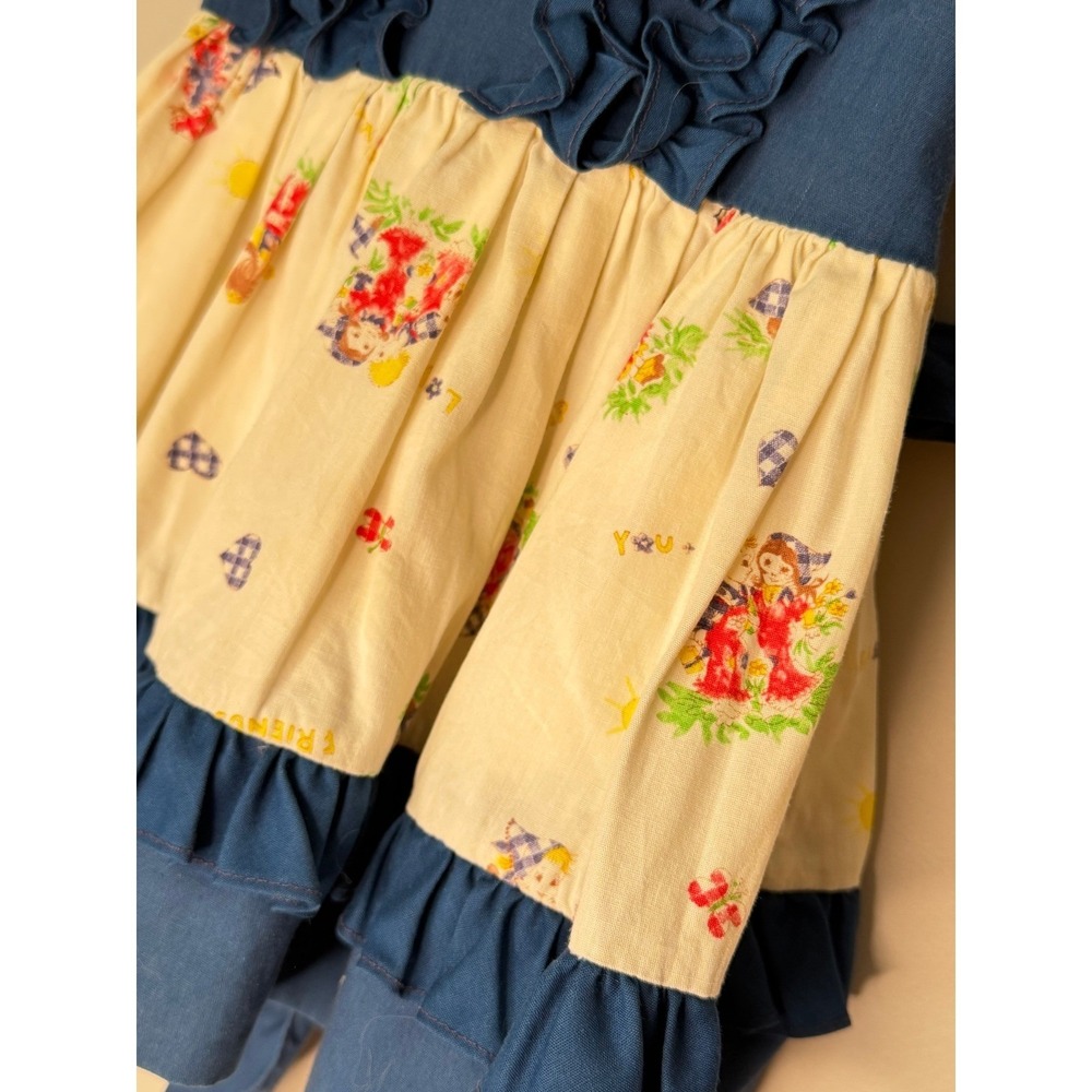 Vintage Jill Lynn Girls Blue Prairie Dress Ruffle Collar Cottagecore - Picture 7 of 8